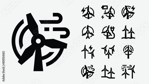 Wind Turbines Energy Solid Icons