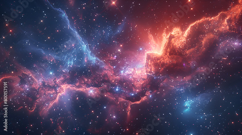 Cosmic explosion, galaxy, nebula generation, glowing huge space, Vibrant Space Filled With Countless Stars, 