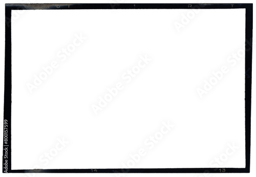 Vintage photo film frame of an old camera with transparent background, numbers and bezel on film.