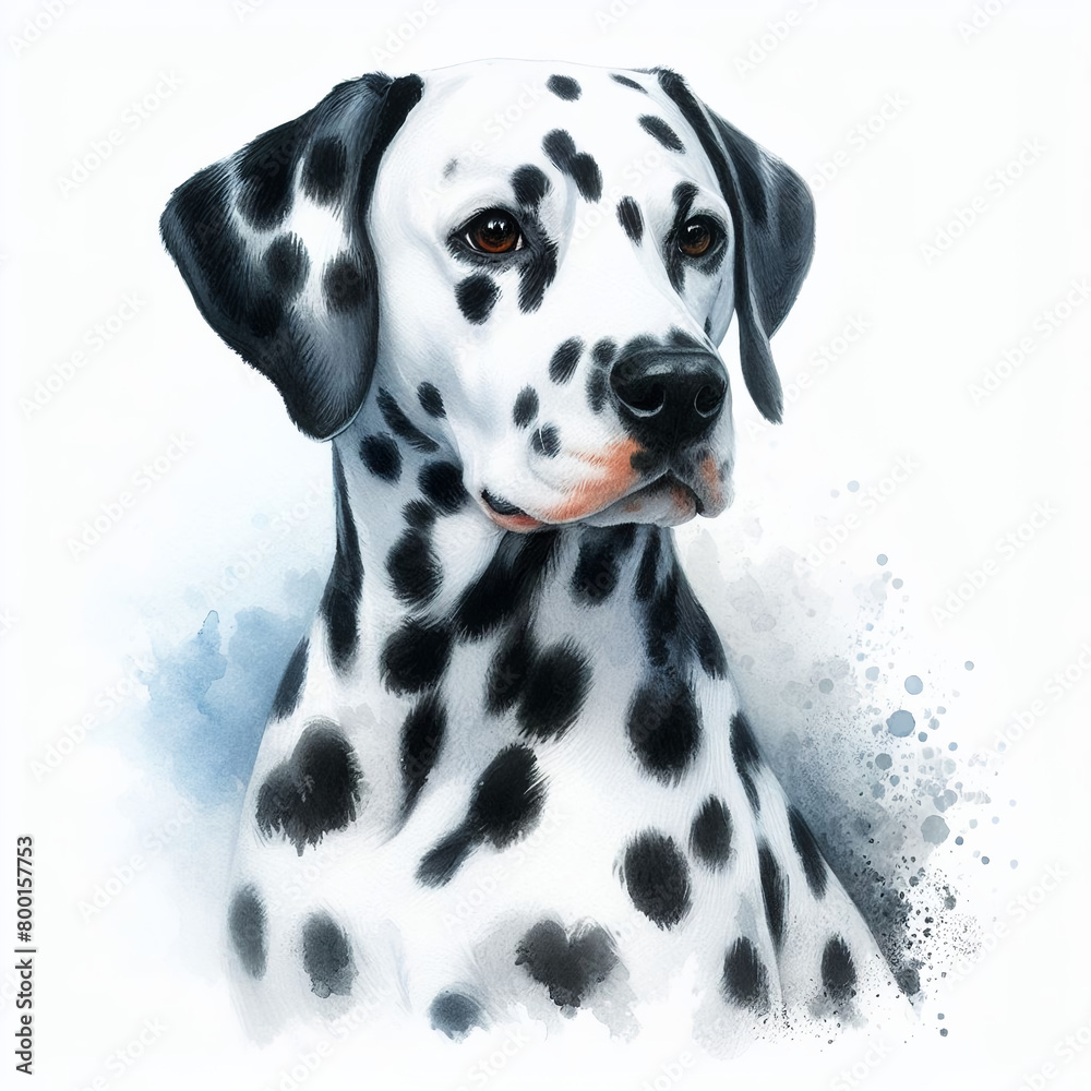 흰 배경, 달마시안 (White background, Dalmatian dog)