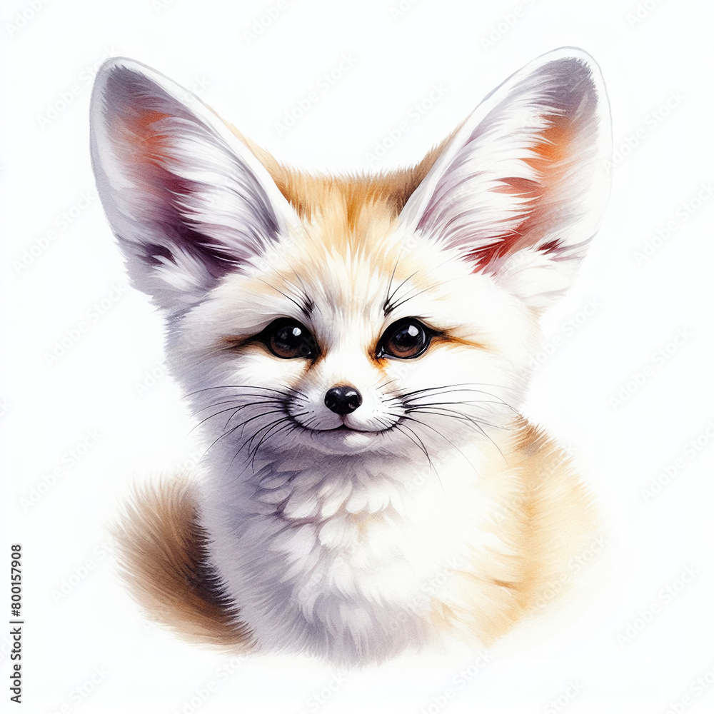 흰 배경, 사막여우 (white background, Fennec fox) 흰 배경, 사막여우 (white background, Fennec fox)