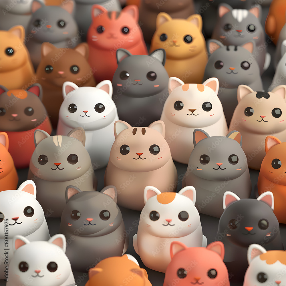 A group of cats are sitting in a row, with some of them being orange and others being gray. Generative AI A group of cats are sitting in a row, with some of them being orange and others being gray. Generative AI