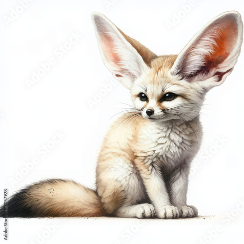 흰 배경, 사막여우 (white background, Fennec fox)