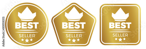 Sticker best seller set isolated premium quality in gold color perfect for mark best seller product. Set of best seller premium luxury metal emblem tag or sticker. 11:11