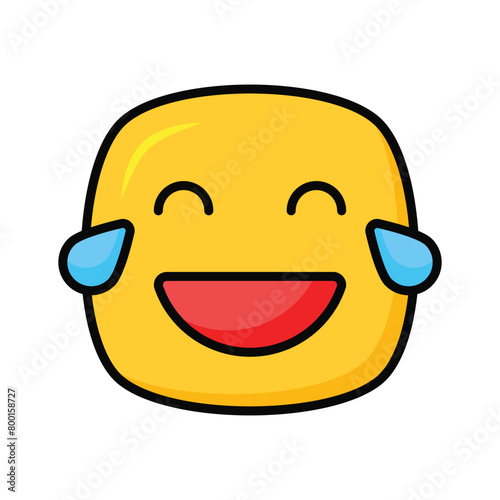 An edible icon of laughing emoji, easy to use and download