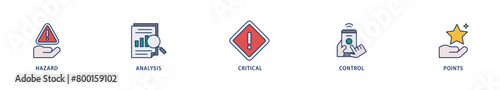 HACCP icons set collection illustration of hazard analysis and critical control points acronym in food safety management system icon live stroke and easy to edit 