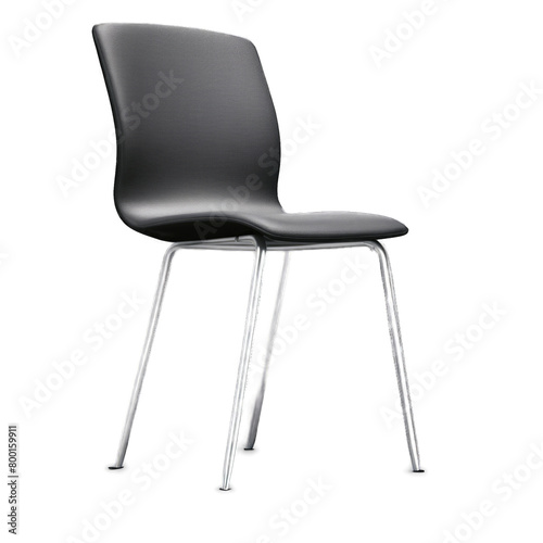 Black leather chair isolated on transparent background.
