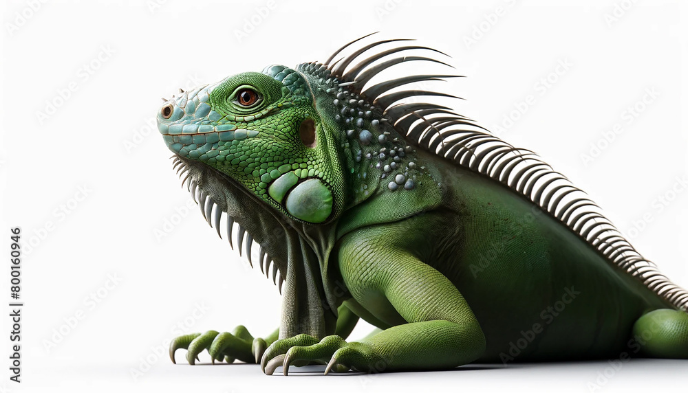Fototapeta premium green iguana isolated on white background