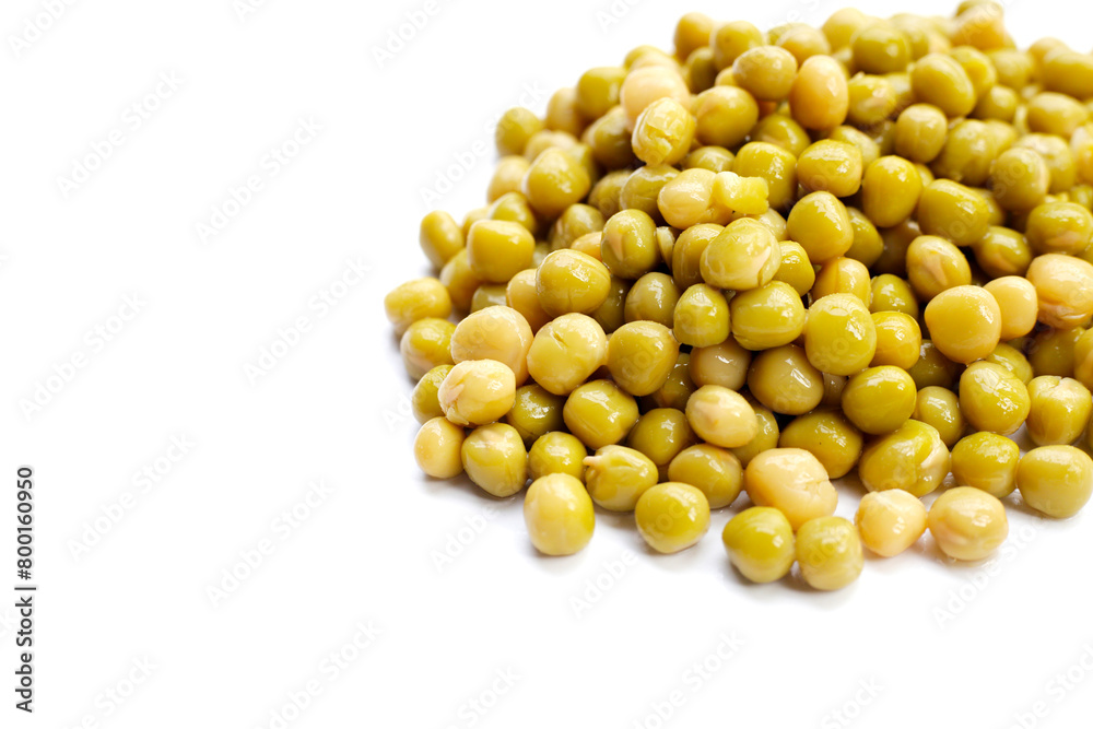 Canned green peas on white background. Canned green peas on white background.