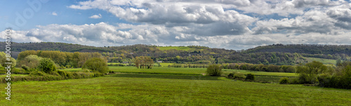 Panoramic view of Weston in Gordano looking towards M5 Wynhol Viaduct on the motorway, Somerset, England, United Kingdom