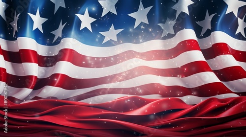 Red white and blue, stars and stripes background abstract