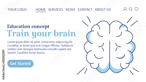 Train your brain. Education concept, increasing knowledge, personal growth, way to success. Vector template for web, banner, landing page, website, startup.