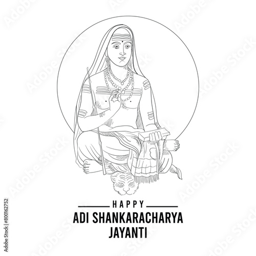 Adi guru shankaracharya jayanti vector illustration. Adi Shankaracharya sketch. Editable sketch