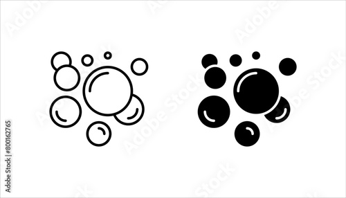 Bubbles line icons set. Soap foam, fizzy drink, oxygen bubble, effervescent effect line icons set, editable stroke isolated on white, linear vector outline illustration, symbol logo design style