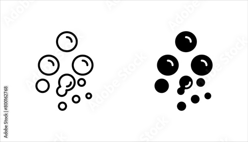 Bubbles line icons set. Soap foam, fizzy drink, oxygen bubble, effervescent effect line icons set, editable stroke isolated on white, linear vector outline illustration, symbol logo design style
