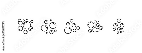Bubbles line icons set. Soap foam, fizzy drink, oxygen bubble, effervescent effect line icons set, editable stroke isolated on white, linear vector outline illustration, symbol logo design style