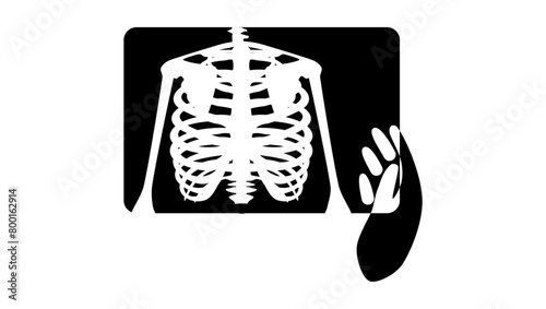 Hand and Lung x-ray, fluorography, black isolated silhouette