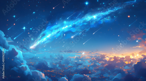 space night sky with cloud  star and meteor  abstract background