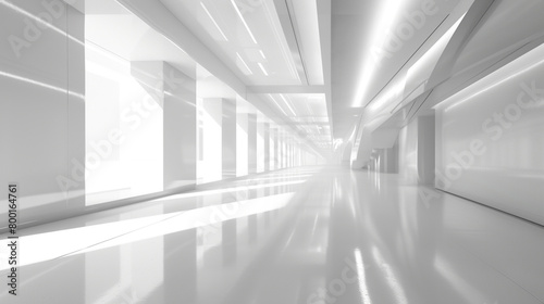 Abstract white interior highlights future. Architectural background. Generative Ai
