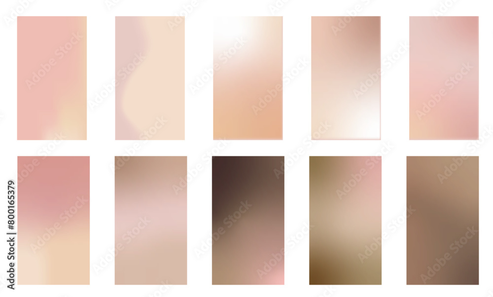 Obraz premium Nude gradient. Pastel nude background set, modern gradient vector design. Trendy screen.