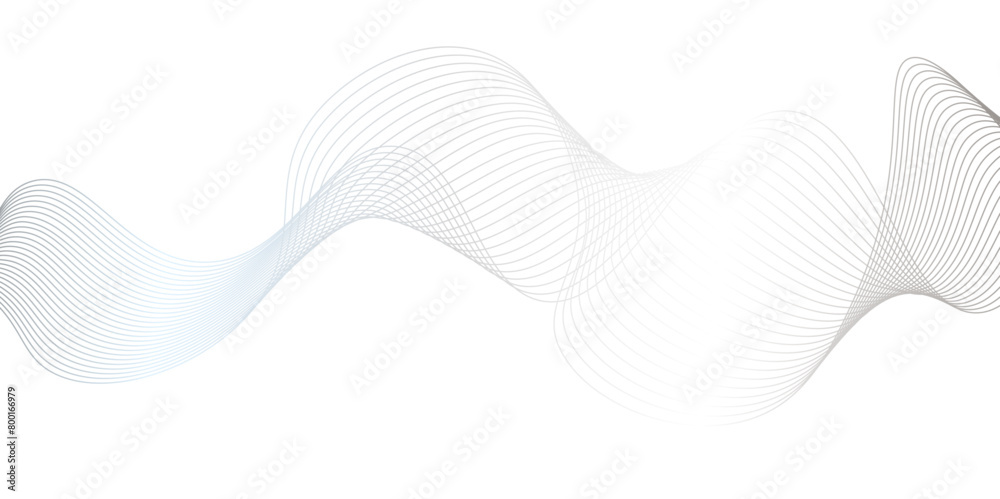 Abstract grey wavy lines on transparent background. Vector illustration. Wave with lines created using blend tool.Wave lines smooth flowing dynamic isolated on white background. Abstract grey wavy lines on transparent background. Vector illustration. Wave with lines created using blend tool.Wave lines smooth flowing dynamic isolated on white background.