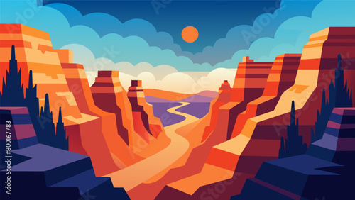 The echoes of our words seemed to mimic the natural sounds of the canyon blending into the serene surroundings.. Vector illustration