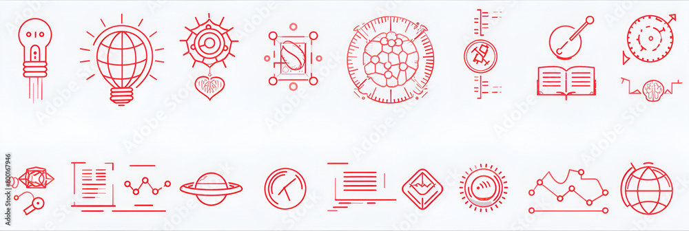 scientific activity elements icons on white background scientific activity elements icons on white background
