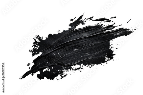 Abstract black in splash, paint, brush strokes, stain grunge isolated on white, transparent background, PNG