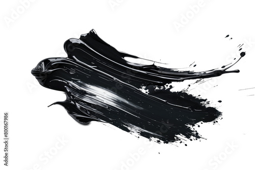 Abstract black in splash, paint, brush strokes, stain grunge isolated on white, transparent background, PNG