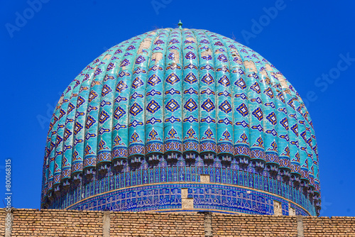 Bibi-Khanym Mosque in Samarkand, Uzbekistan, Central Asia - Built in the 15th century, it was a masterpiece of the Timurid Renaissance and was restored during the Soviet Period photo