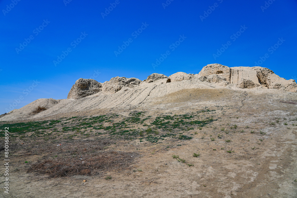 Ruins of the ancient Sogdian capital of Varakhsha, founded in the 1st century BCE in the Bukhara Oasis in the Kyzylkum Desert, Uzbekistan, Central Asia