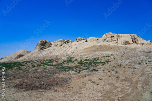 Ruins of the ancient Sogdian capital of Varakhsha, founded in the 1st century BCE in the Bukhara Oasis in the Kyzylkum Desert, Uzbekistan, Central Asia