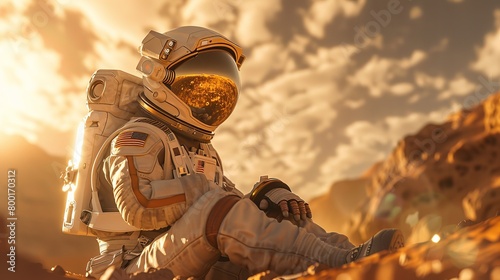 View of an astronaut training for a Mars mission using VR, symbolizing the boundless potential of human exploration, crisp and clear