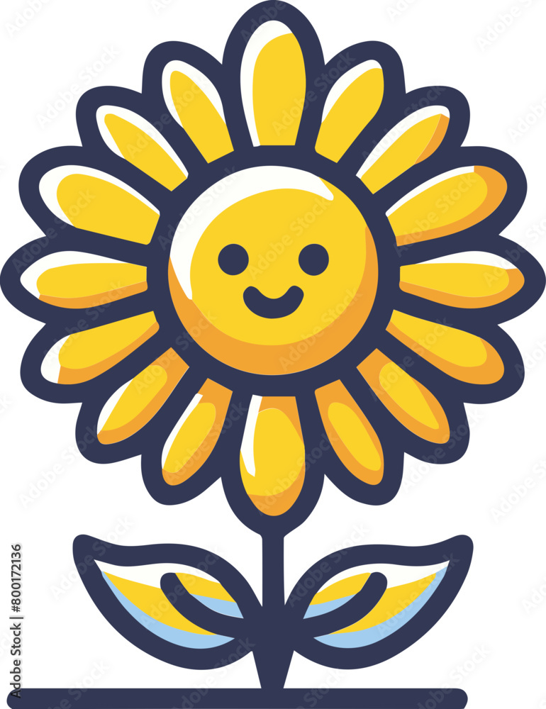 A cartoon sunflower with a smiley face.