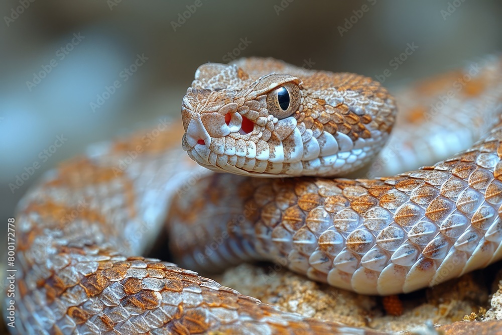 Western Diamondback Rattlesnake: Coiled in a defensive posture, rattling its tail, emphasizing danger. Western Diamondback Rattlesnake: Coiled in a defensive posture, rattling its tail, emphasizing danger.