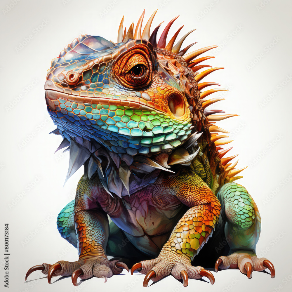 Fototapeta premium Watercolor Horned Lizard Illustration, Generative Ai