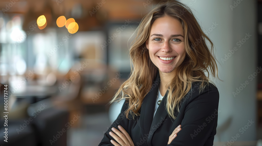 Confident Woman in Business Smiling in a Office Room