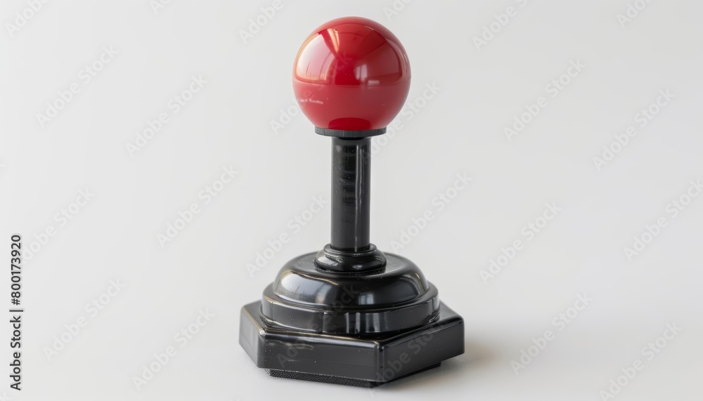 A classic joystick, ideal for flight simulators and arcade games, with its robust handle and buttons, isolated on white background A classic joystick, ideal for flight simulators and arcade games, with its robust handle and buttons, isolated on white background