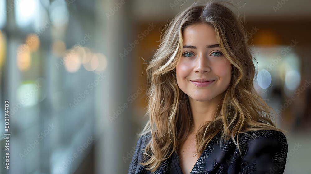 Confident Woman in Business Smiling in a Office Room Confident Woman in Business Smiling in a Office Room