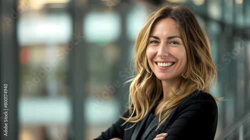 Confident Woman in Business Smiling in a Office Room