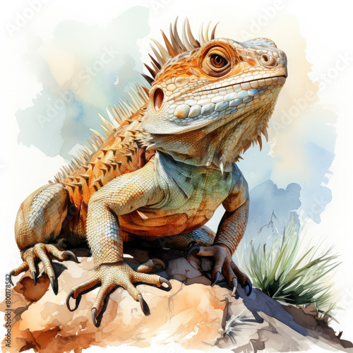 Watercolor Horned Lizard Illustration  Generative Ai