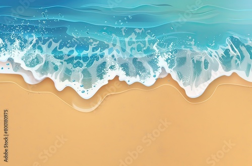 Close up of the sea and sand of an empty beach scene. Generative AI.