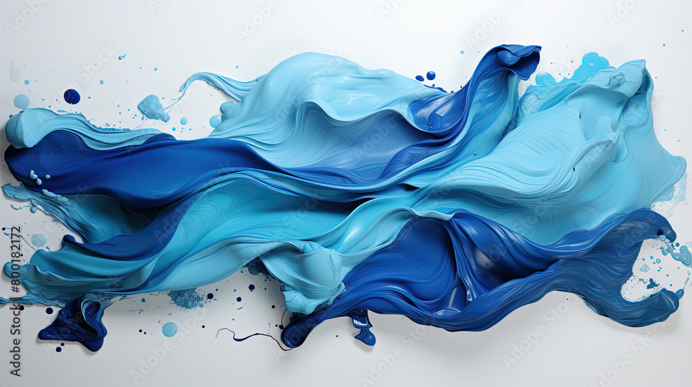 Knolling Strokes of High Quality Blue And Cyan Color Paint On The White Wall Knolling Strokes of High Quality Blue And Cyan Color Paint On The White Wall