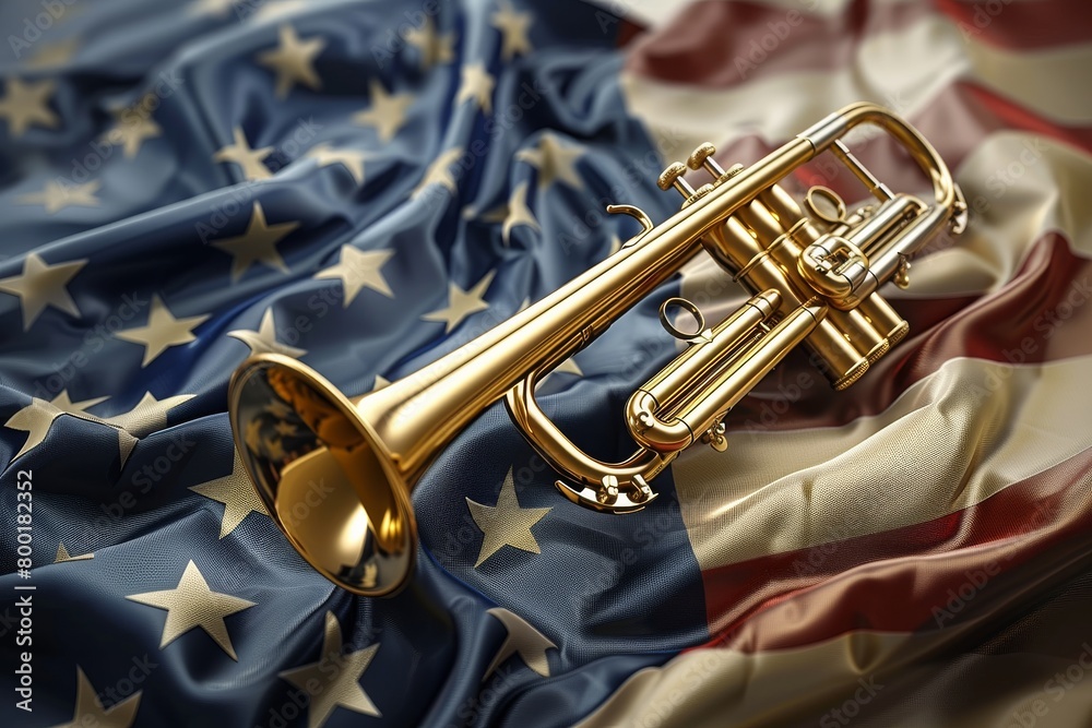Obraz premium trumpet with americsn flag