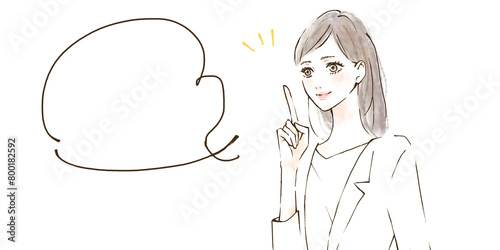 Obraz na płótnie コメントする女性のイラスト 笑顔の医師 w salonie
