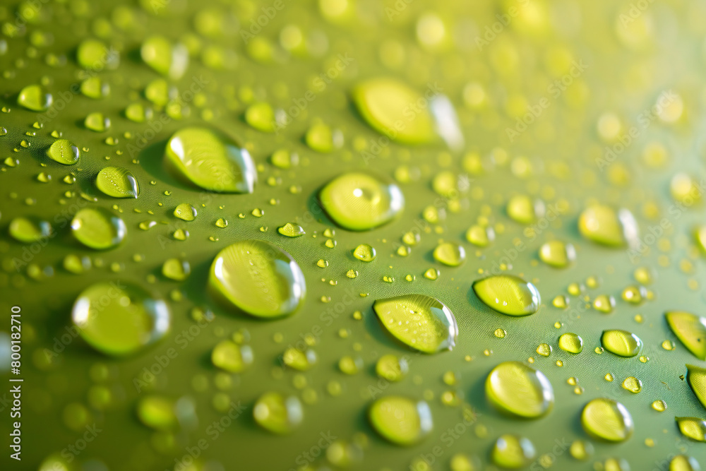fresh raindrops on a vibrant green surface with sunlight reflections fresh raindrops on a vibrant green surface with sunlight reflections