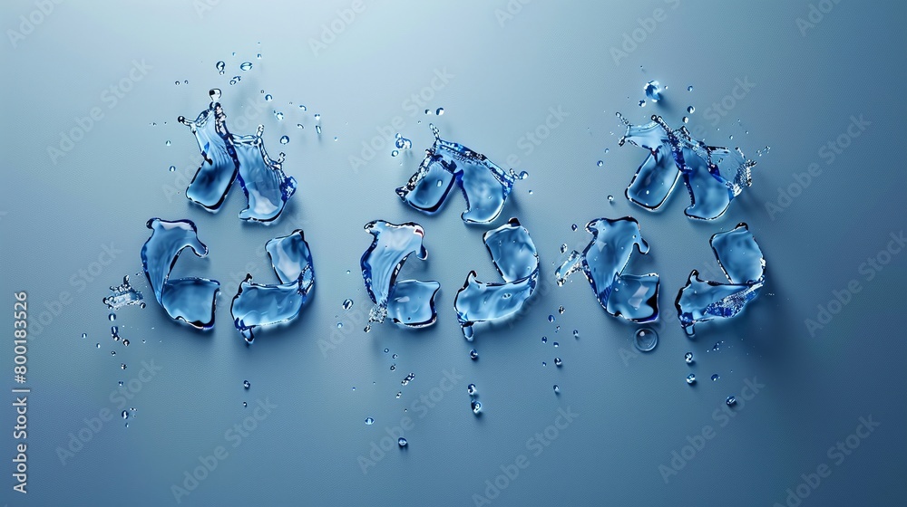 A series of water droplets forming words of action and hope, urging global unity for water conservation