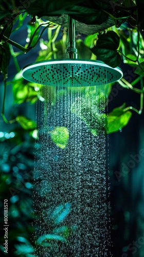 A showerhead that rains water infused with moodenhancing essences, turning daily rituals into transformative experiences, Hyper realistic photo