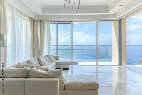 Stepping onto the terrace of the luxury apartment  residents were greeted by the vast expanse of the sea view  while the minimalist d  cor provided a perfect backdrop for relaxation and contemplation