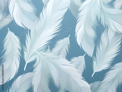 Airy and light feather pattern against a soft blue background, symbolizing lightness and grace